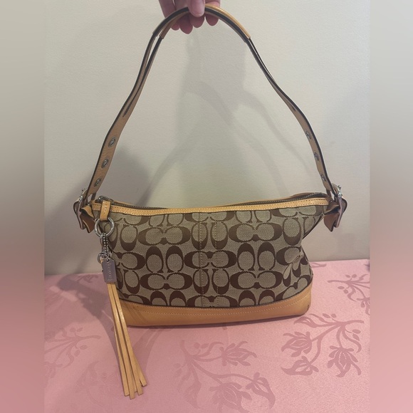 Coach Vintage Y2K East West Canvas Leather Demi Baguette Signature Shoulder Bag - Picture 1 of 13